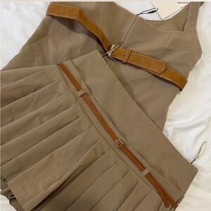 Zara Tan Skirt Set with Belt